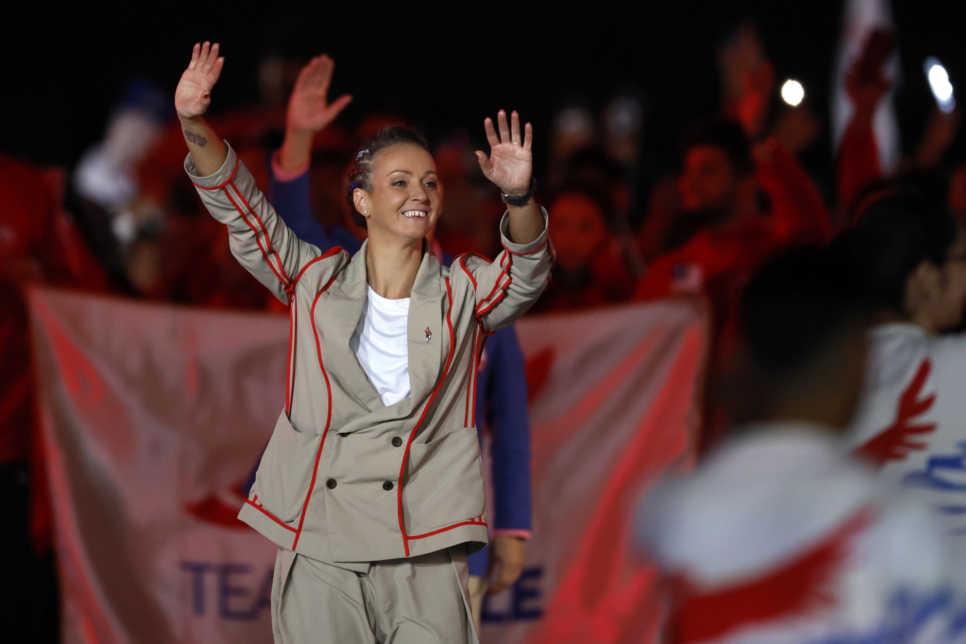 Kristel Köbrich en la ceremonia inaugural de los Juegos. (Foto: Santiago 2023).