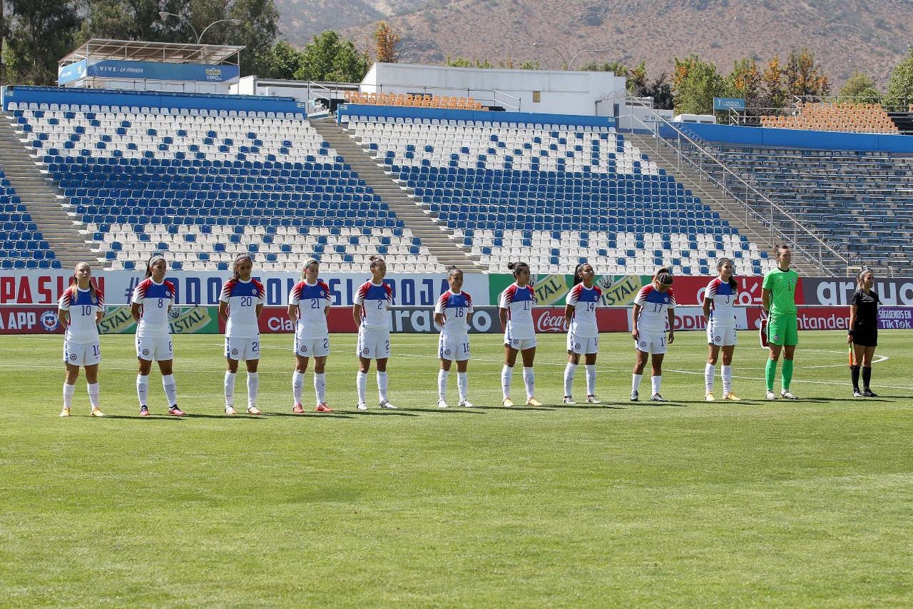 Selección Chilena femenina antes de disputar un partido amistoso contra Zambia en 2020. (Foto: ANFP).