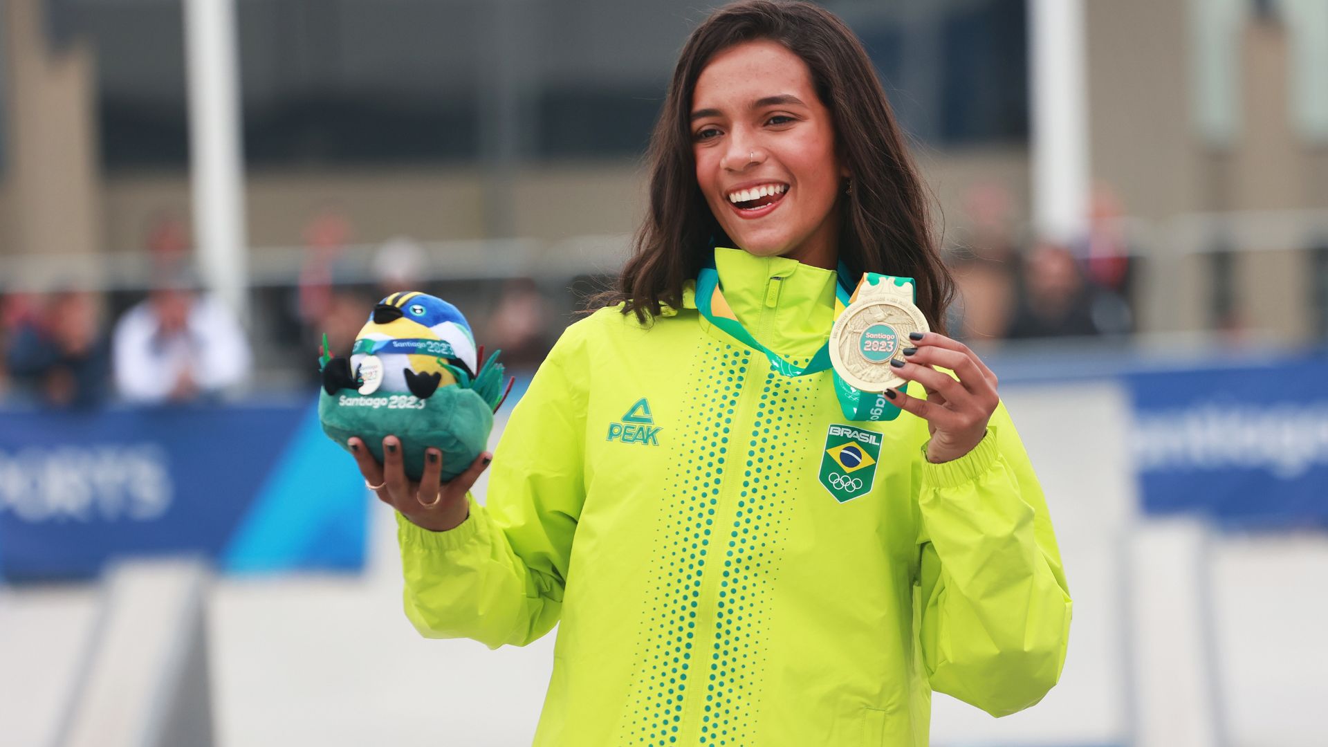 Rayssa Leal celebrates winning her gold medal at the age of 15 years old