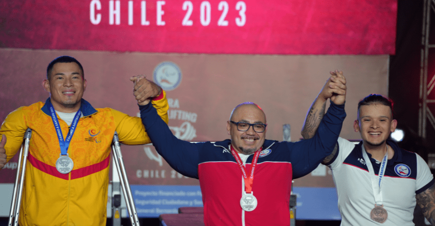 Juan Carlos Garrido brilló en el Open de Para powerlifting. (Foto: Santiago 2023).